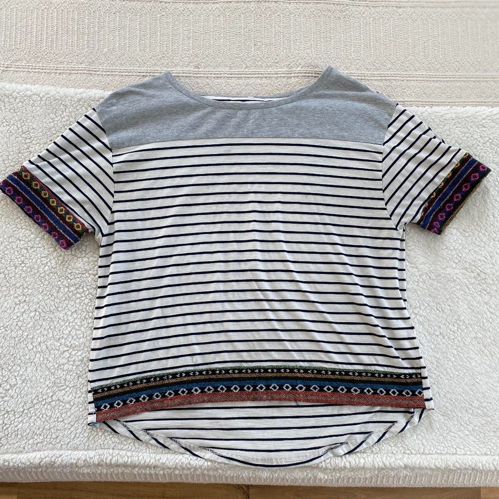 Striped and Embroidered Tee